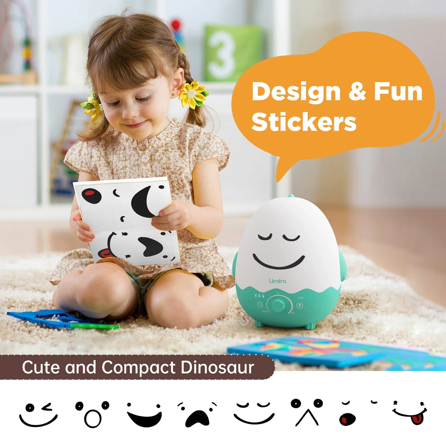Cool Mist Humidifier For Baby, BPA Free Dinosaur Design