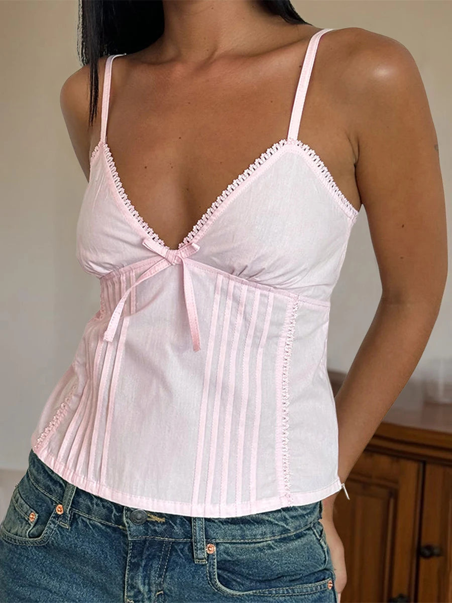 Women S Ruffle Sleeveless Blouse Summer V Neckline Cami Top