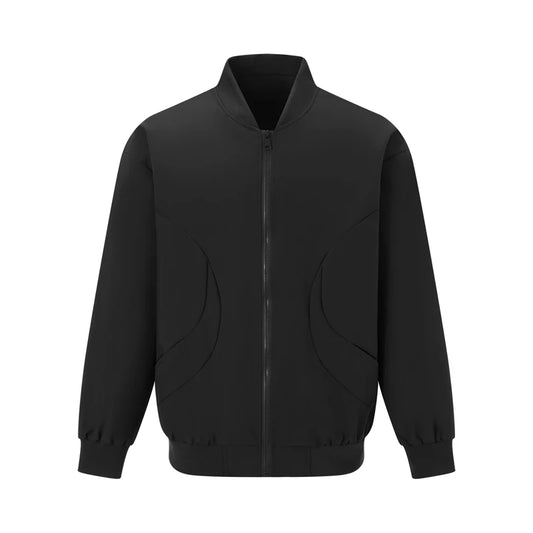 Men's Long Sleeve Baseball Jacket Zip Up Stand Collar Coat