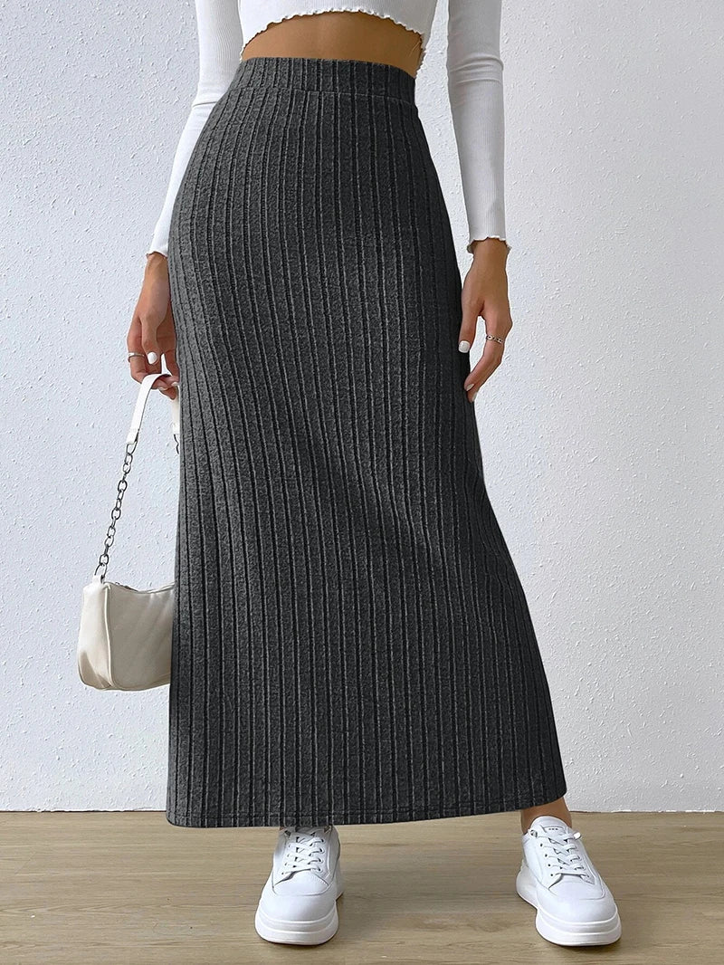 2025 Spring New Arrival: High-Waist High-Stretch Midi Skirt