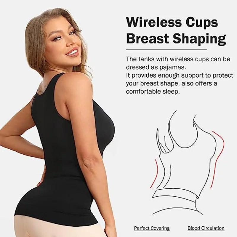 Plus Size Women Cami with Built in Bra Shapewear Tank Top