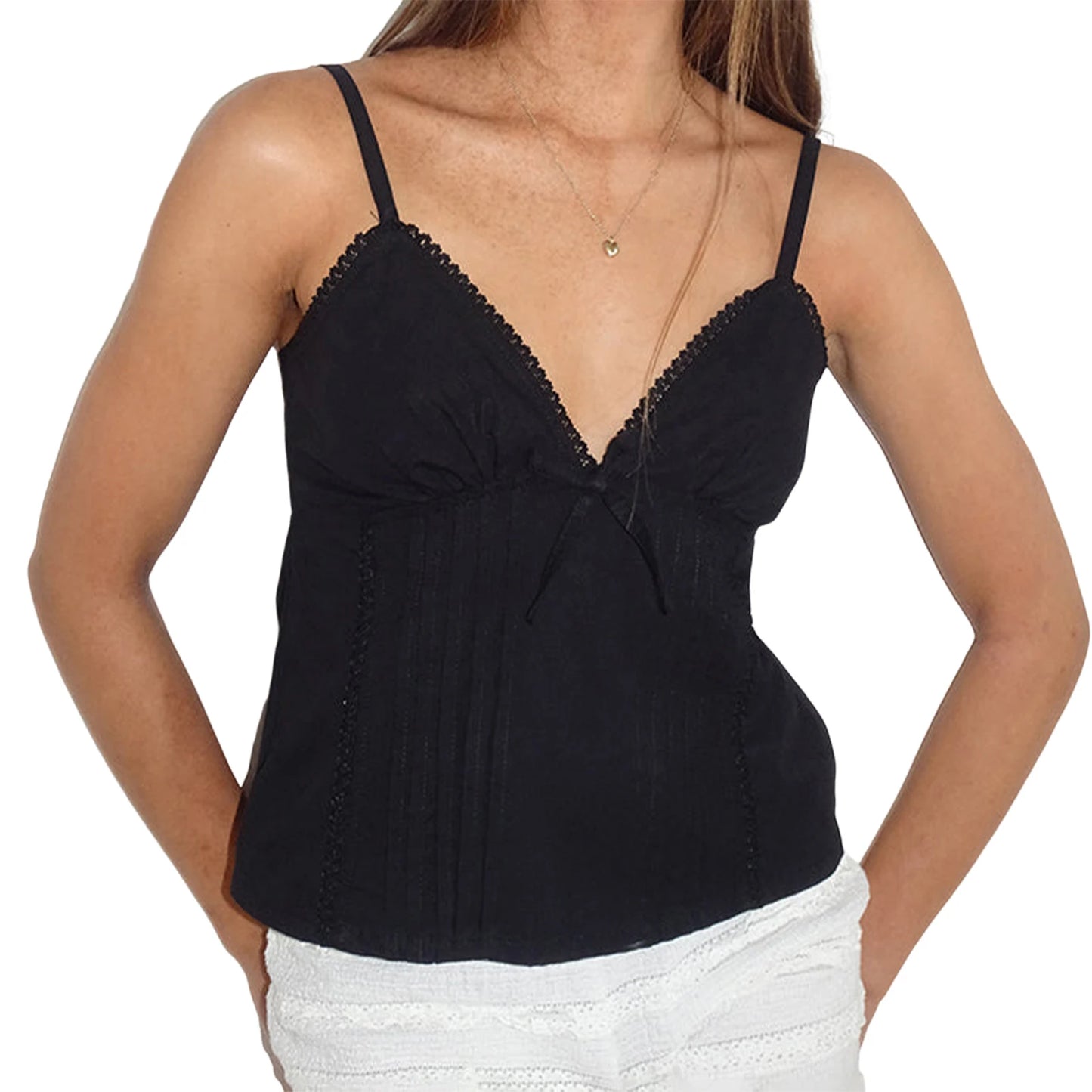 Women S Ruffle Sleeveless Blouse Summer V Neckline Cami Top