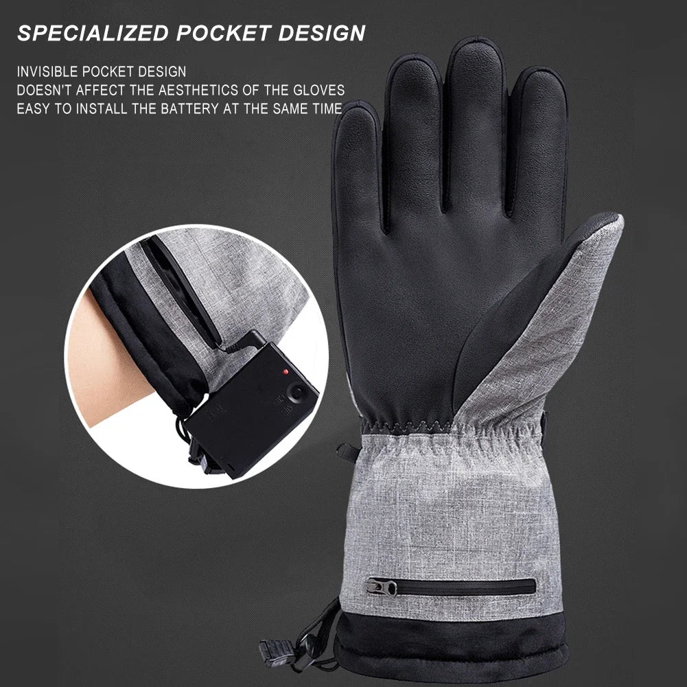 Winter Heated Gloves Electric Thermal Hand Warmer Waterproof