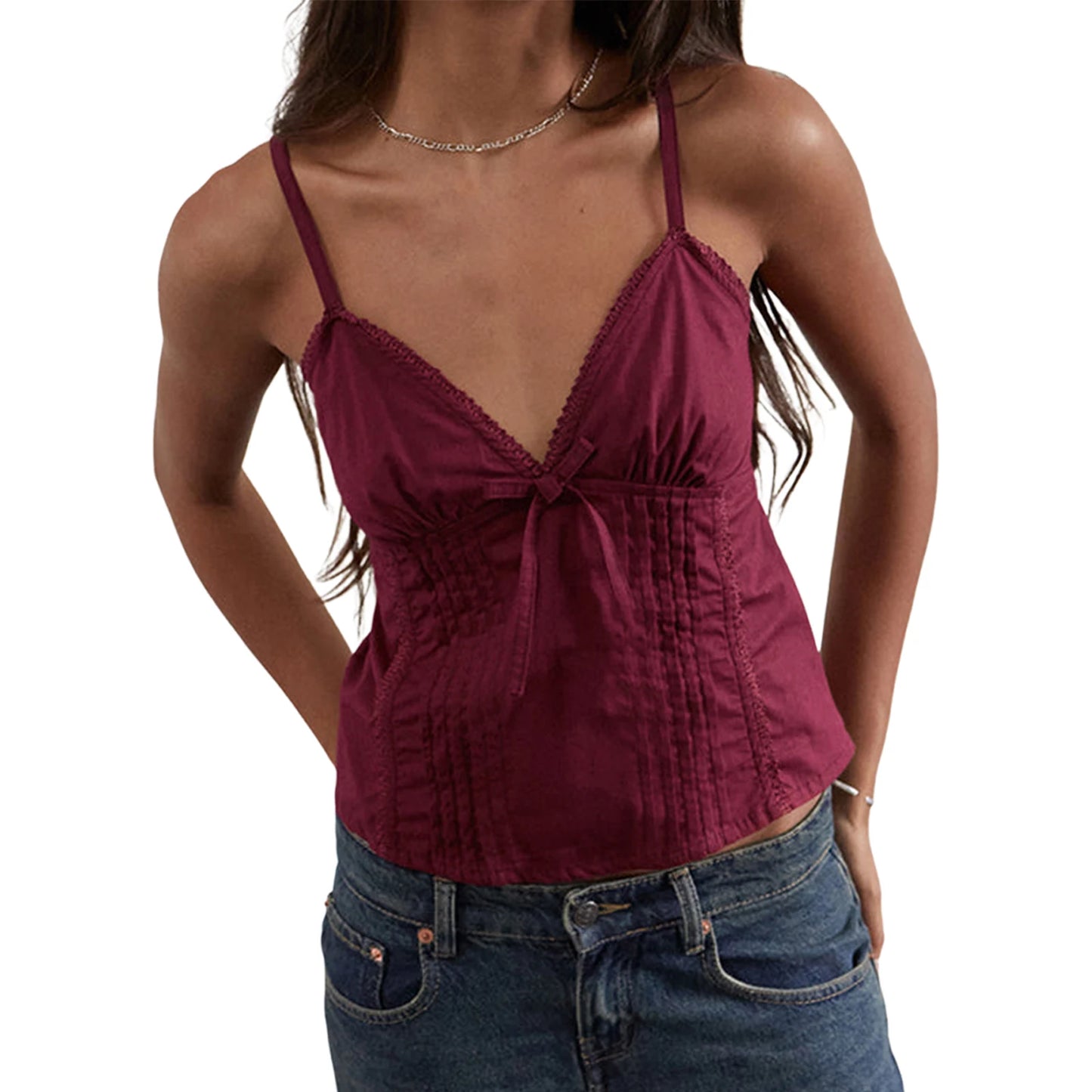 Women S Ruffle Sleeveless Blouse Summer V Neckline Cami Top
