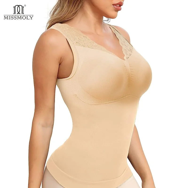 Plus Size Women Cami with Built in Bra Shapewear Tank Top