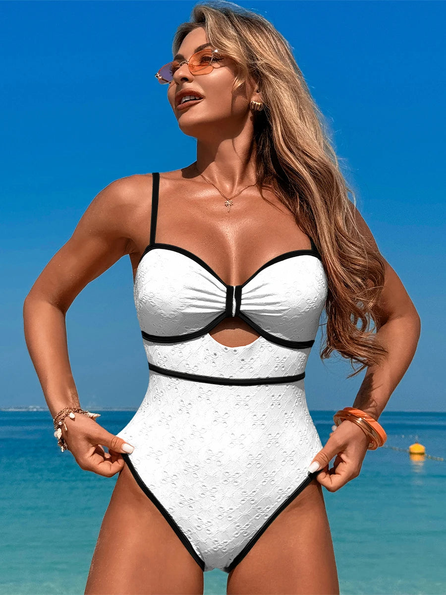 Women Swimsuit Sexy V Neck Ruffle Monokini Tummy Control