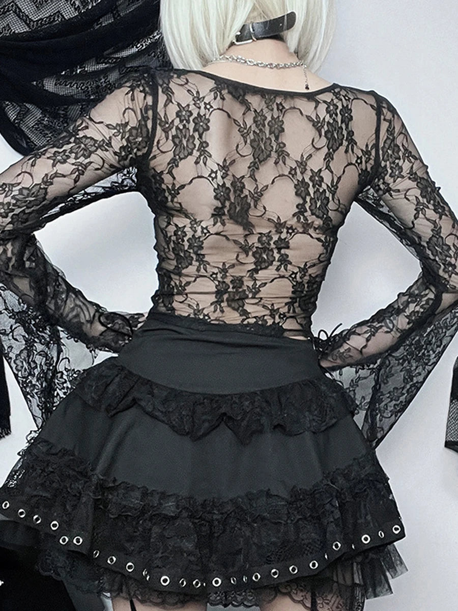 Elegant Lace Off-Shoulder Blouse Vintage Boho Top