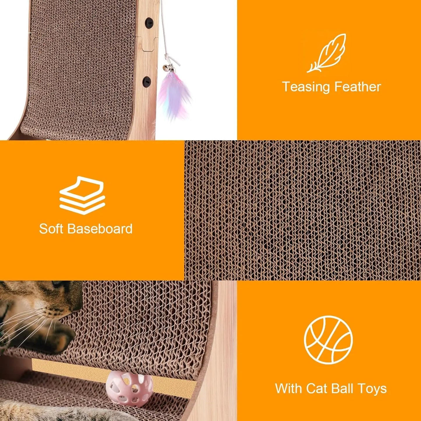 L Shape Cat Scratcher, 23.6 Inch Cardboard Scratch Pad
