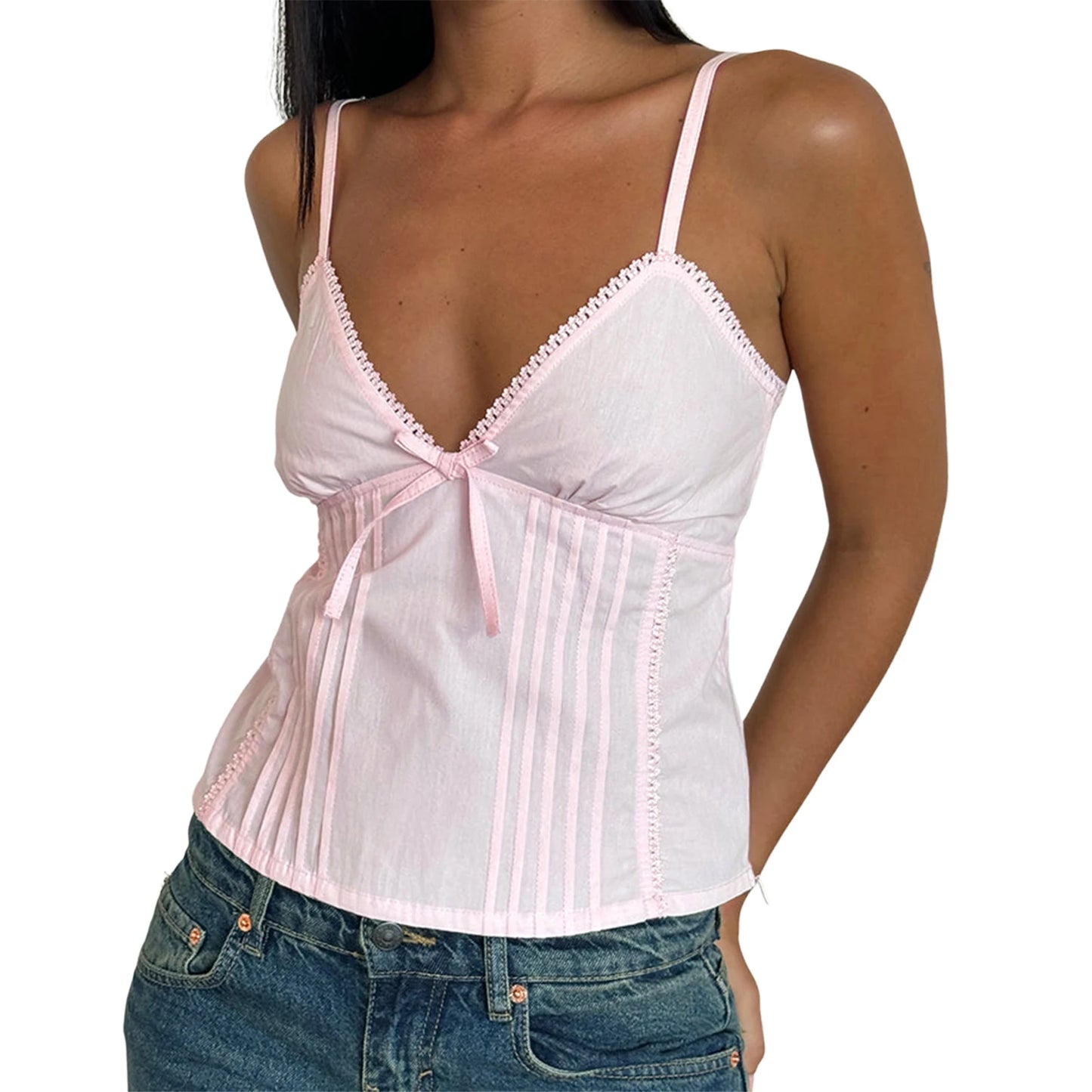 Women S Ruffle Sleeveless Blouse Summer V Neckline Cami Top