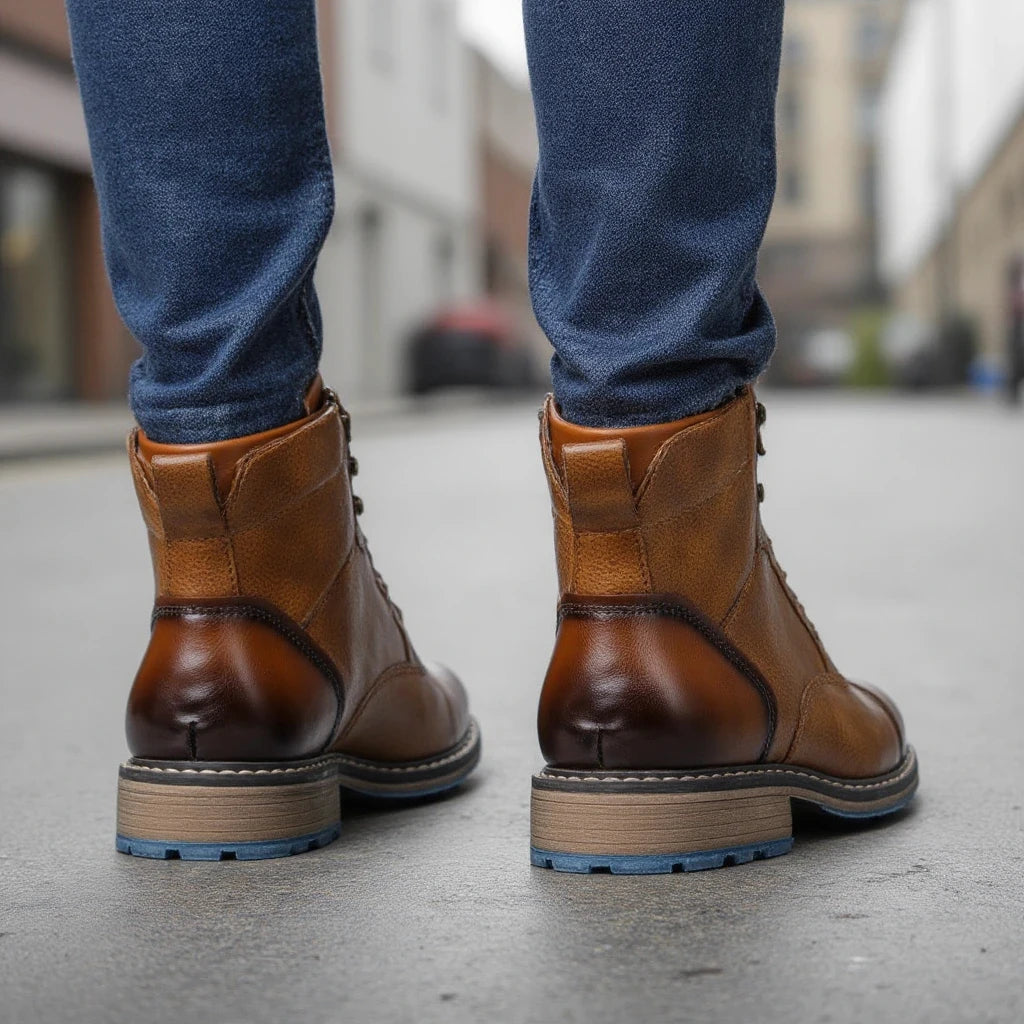 Spring Leather Boots with Zipper Classical Men Boots 2025