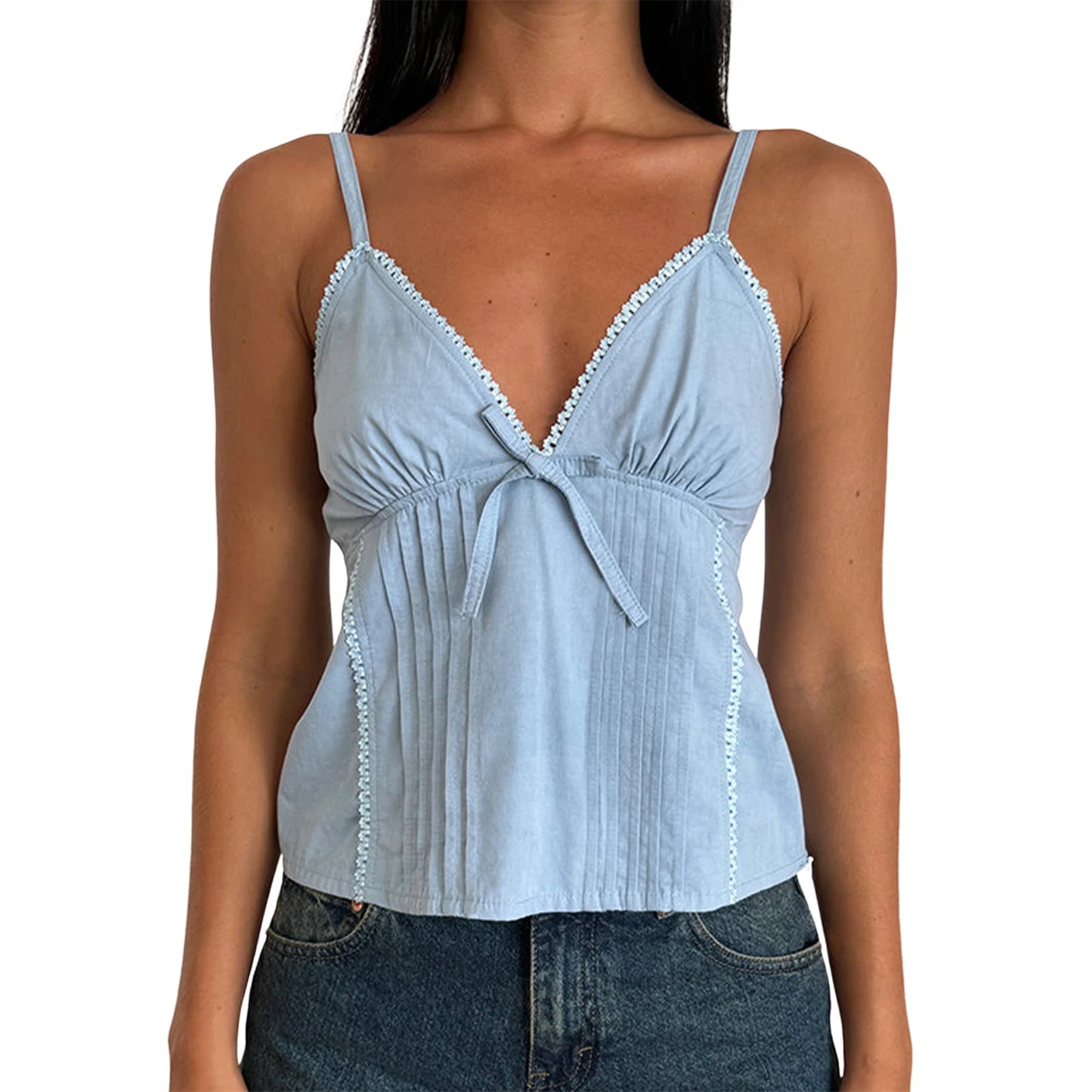 Women S Ruffle Sleeveless Blouse Summer V Neckline Cami Top