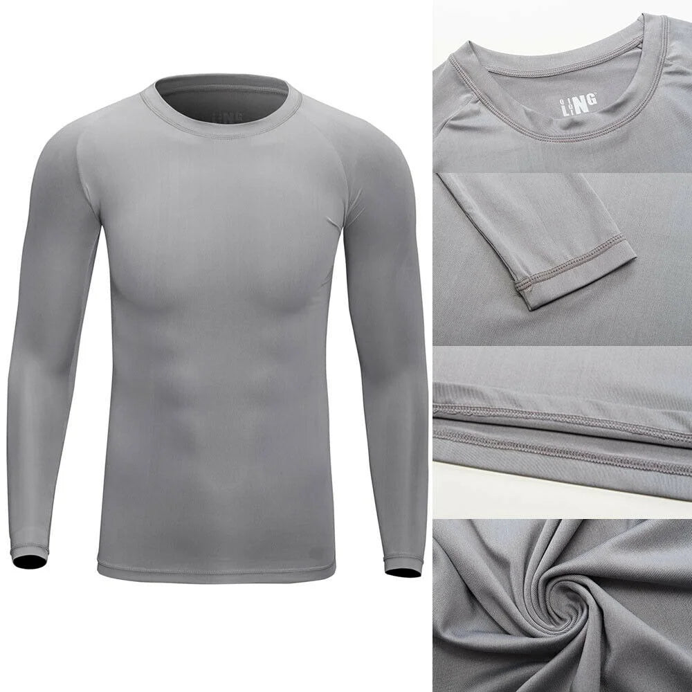 Men Long Sleeve Compression Under Base Layer T-Shirt