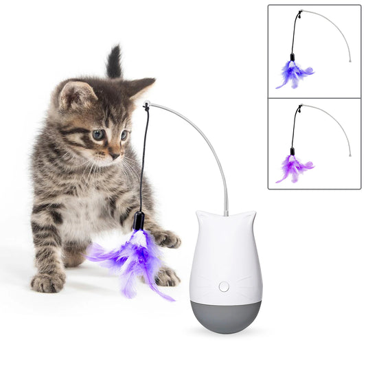 Cat Feather Toy Spinning Teaser Kitten Interactive USB Gift