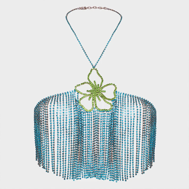 Stonefans Green Fringed Flower Bralette Luxury Designer Bikini