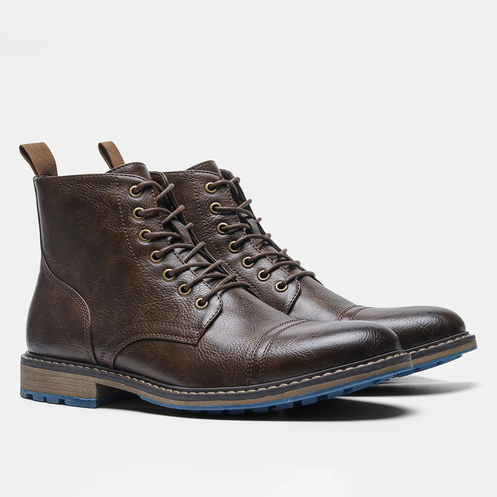 Spring Leather Boots with Zipper Classical Men Boots 2025