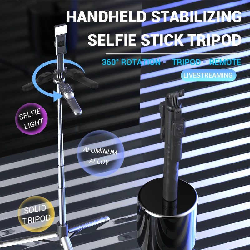 2025 New 1750mm Wireless Selfie Stick Tripod Stand Foldable Monopod With LED Light For Smartphones