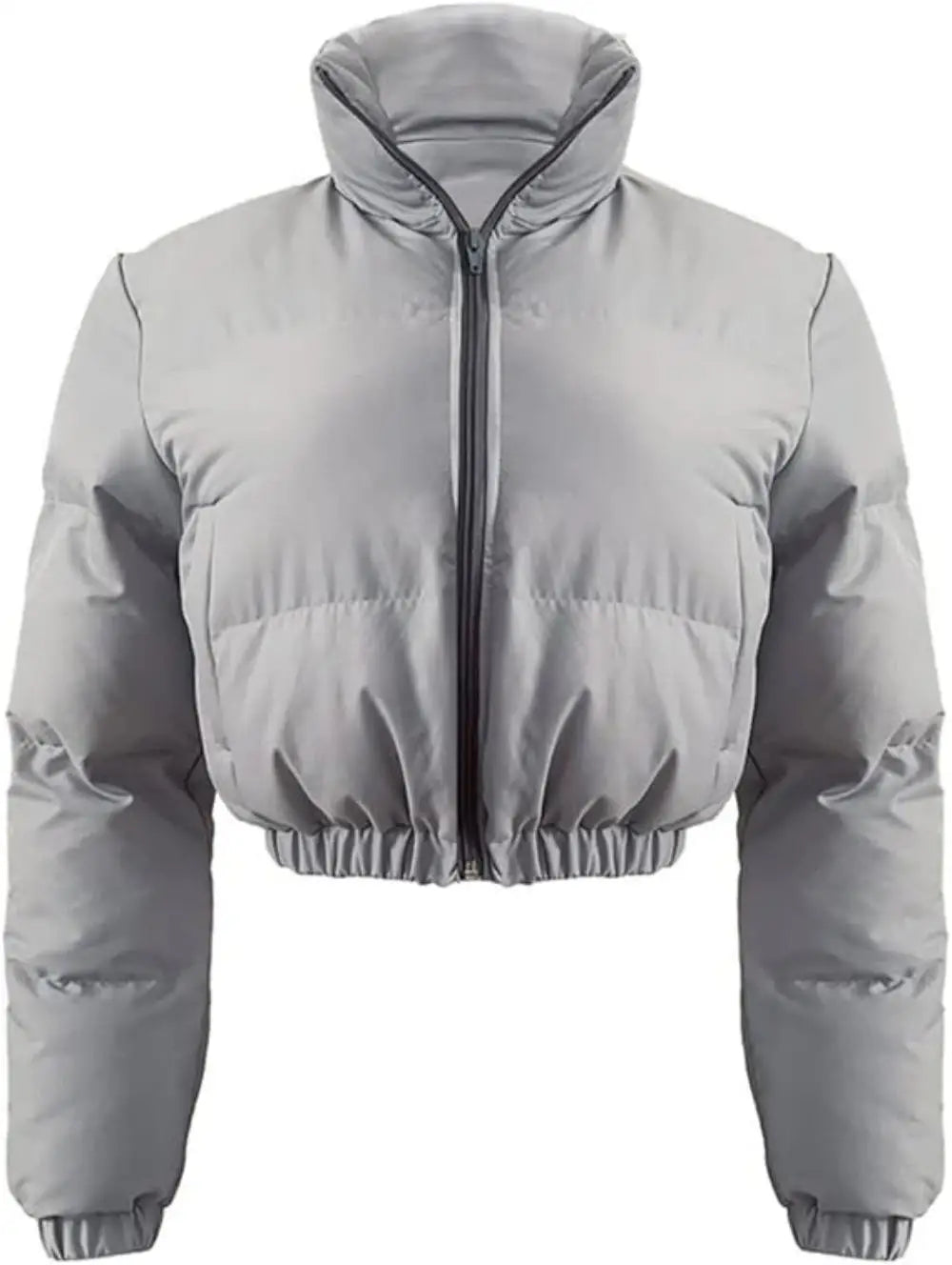 Puffer Jacket Womens Cropped Zip Casual Cotton Coat Winter