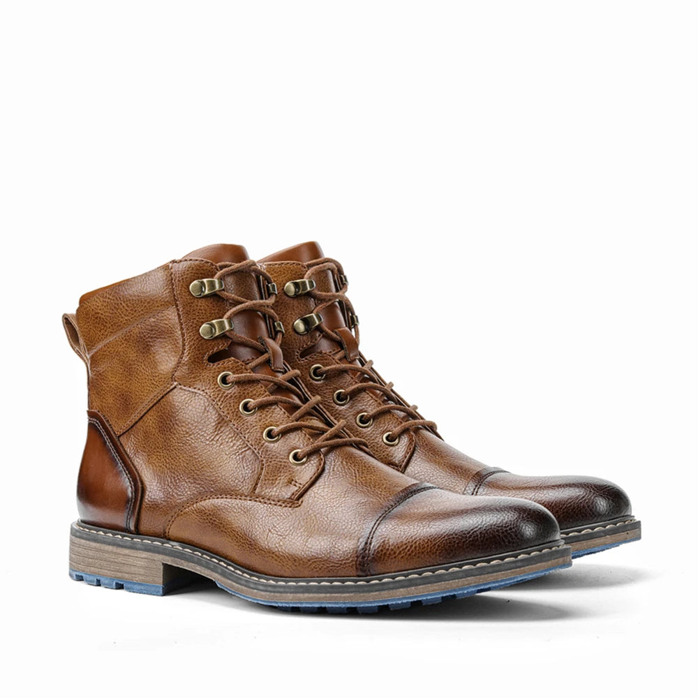 Spring Leather Boots with Zipper Classical Men Boots 2025