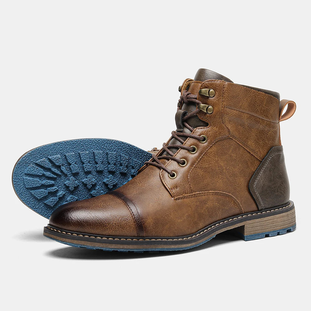 Spring Leather Boots with Zipper Classical Men Boots 2025