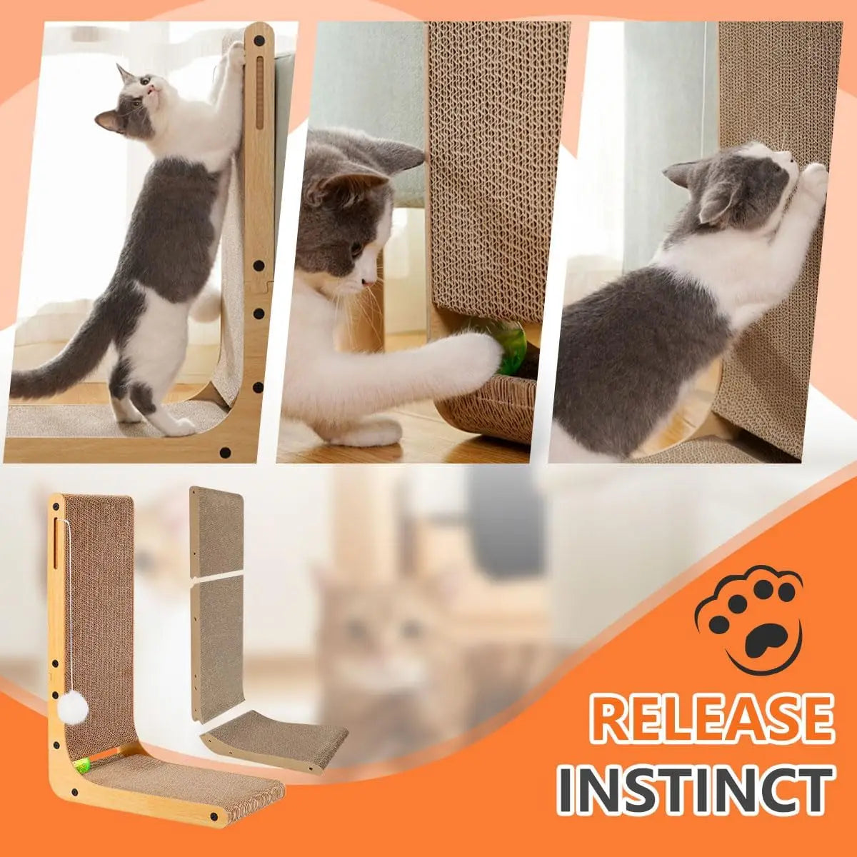 L Shape Cat Scratcher, 23.6 Inch Cardboard Scratch Pad