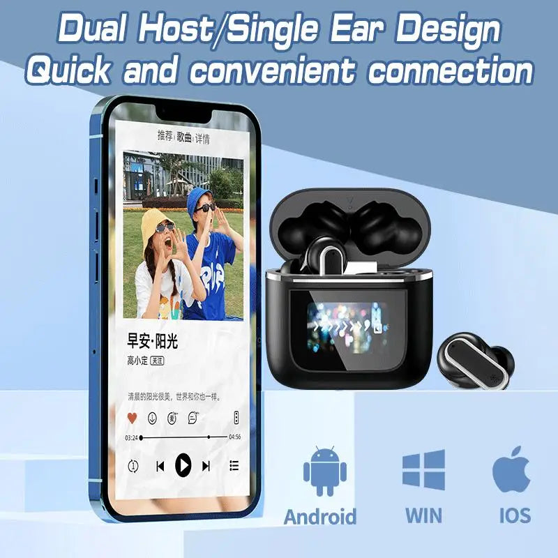 2024 New Wireless Bluetooth Earphones with Multifunctional Digital Display and High Aesthetic Value