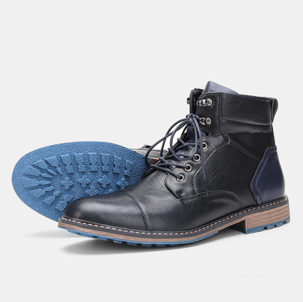 Spring Leather Boots with Zipper Classical Men Boots 2025