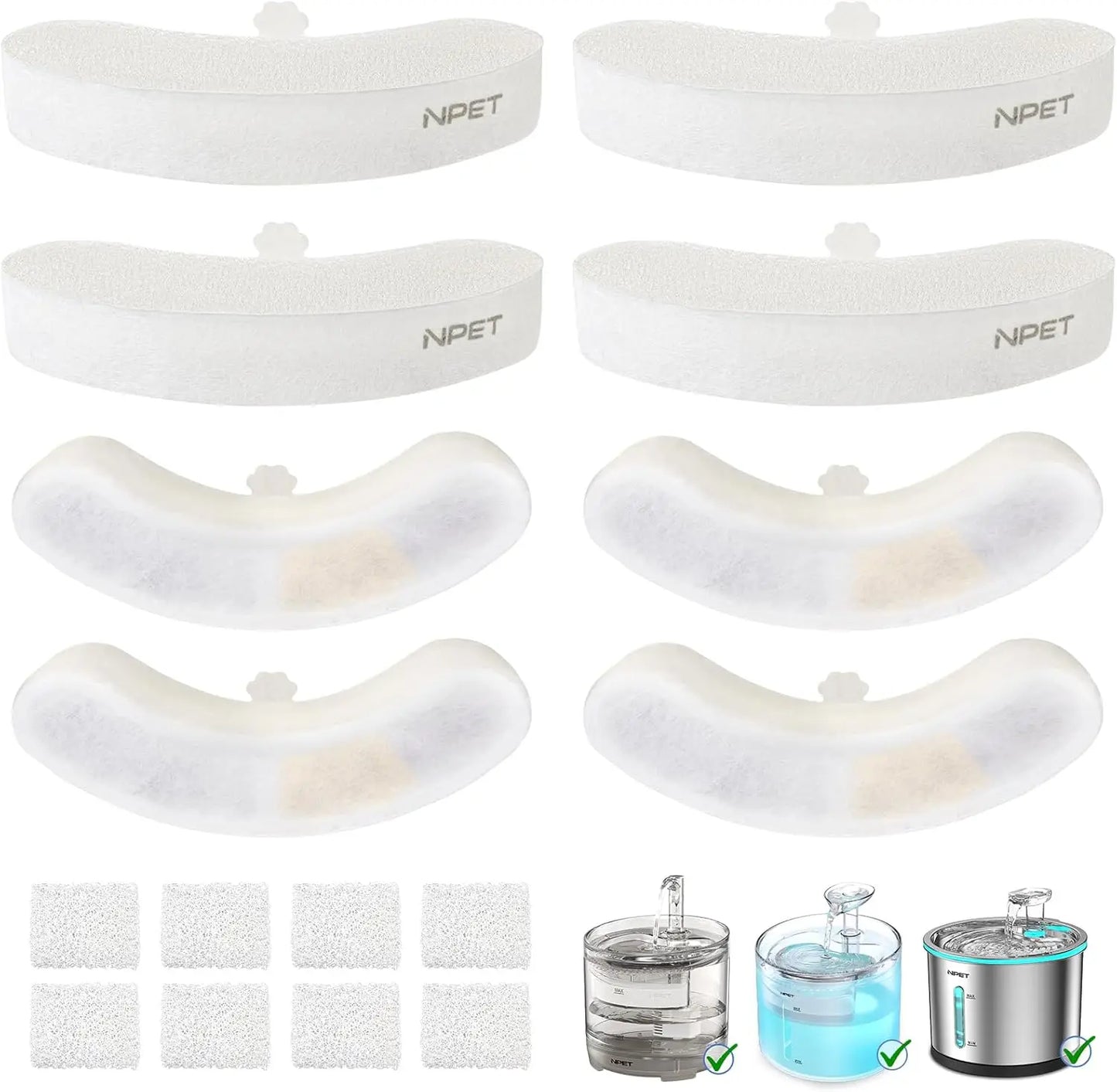 NPET Upgraded Design 4 Pack Replacement Filters for Pet Fountains