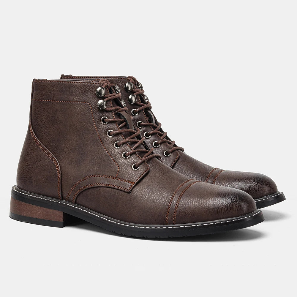 Spring Leather Boots with Zipper Classical Men Boots 2025