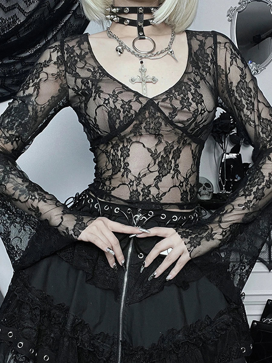Elegant Lace Off-Shoulder Blouse Vintage Boho Top