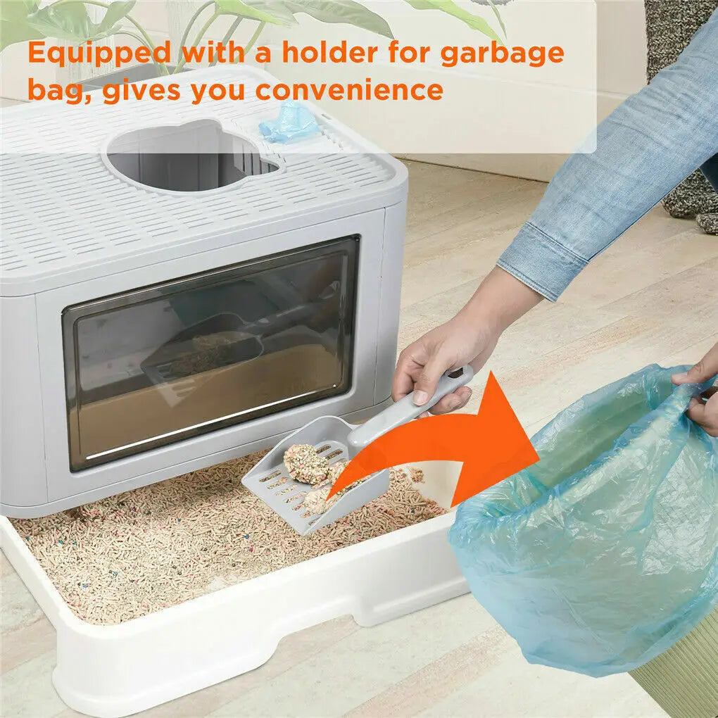 Foldable Cat Litter Box Front Entry & Top Exit Toilet