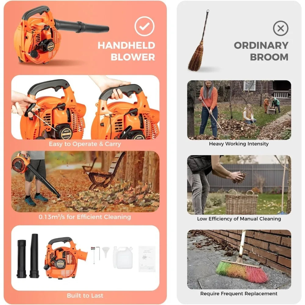 2-Stroke Handheld Leaf Blower Gas Powered Petrol Blower