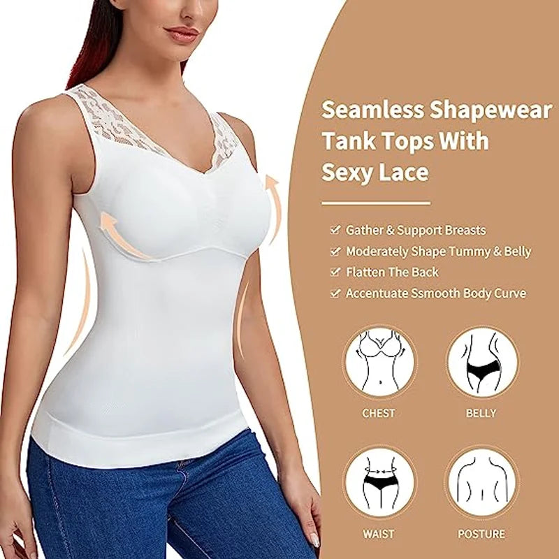 Plus Size Women Cami with Built in Bra Shapewear Tank Top