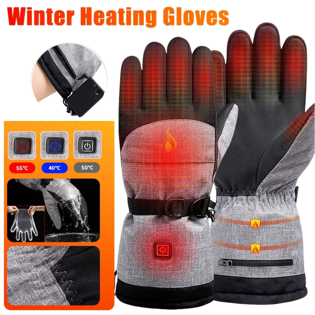 Winter Heated Gloves Electric Thermal Hand Warmer Waterproof