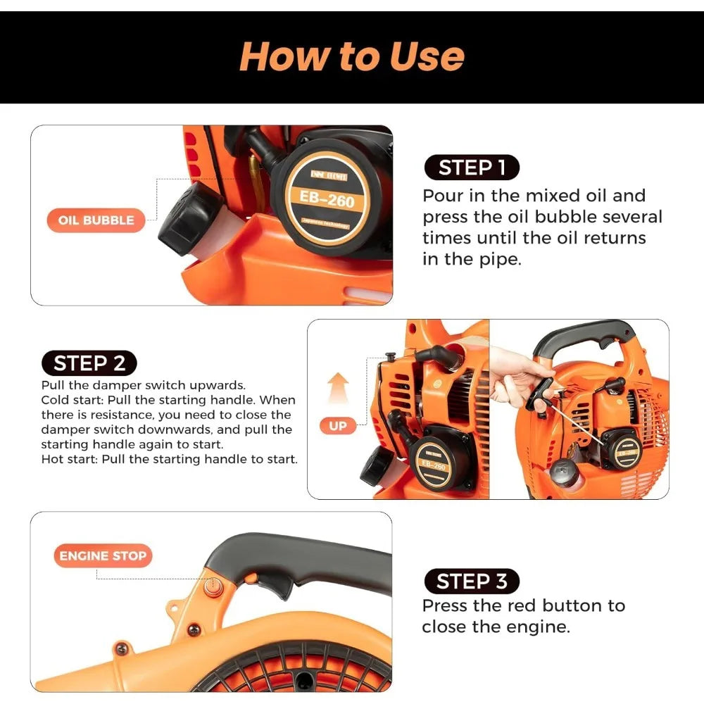 2-Stroke Handheld Leaf Blower Gas Powered Petrol Blower