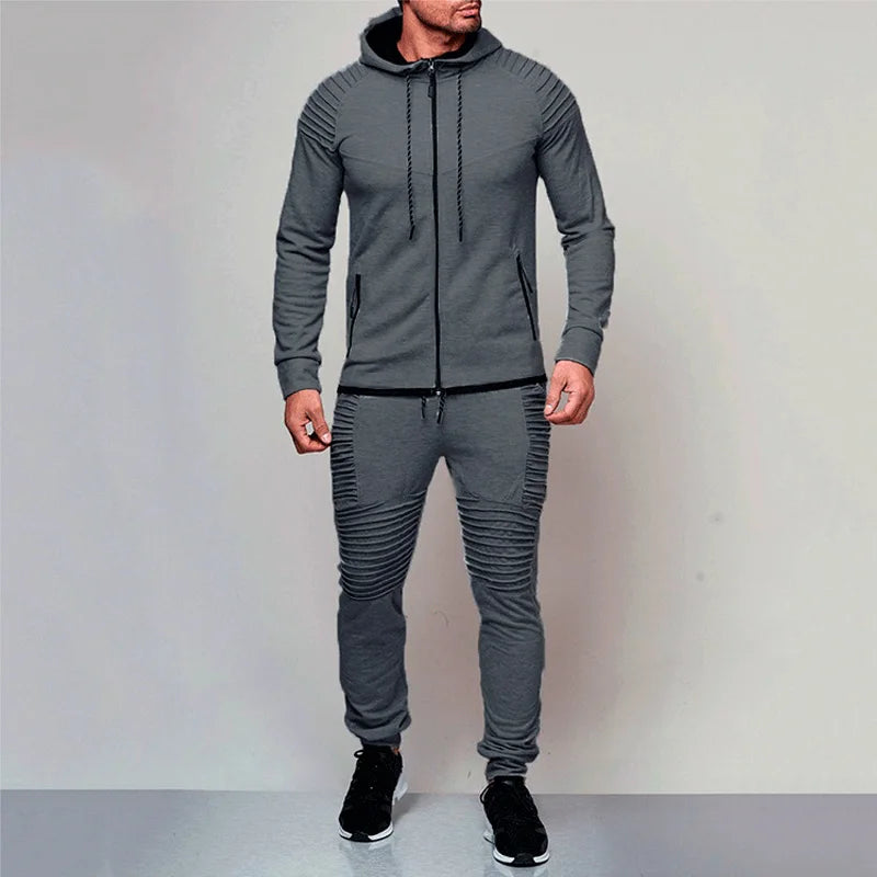 2 Pieces Autumn Running Tracksuit Men Sweatshirt Sports Set