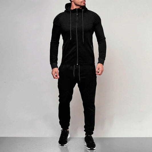 2 Pieces Autumn Running Tracksuit Men Sweatshirt Sports Set
