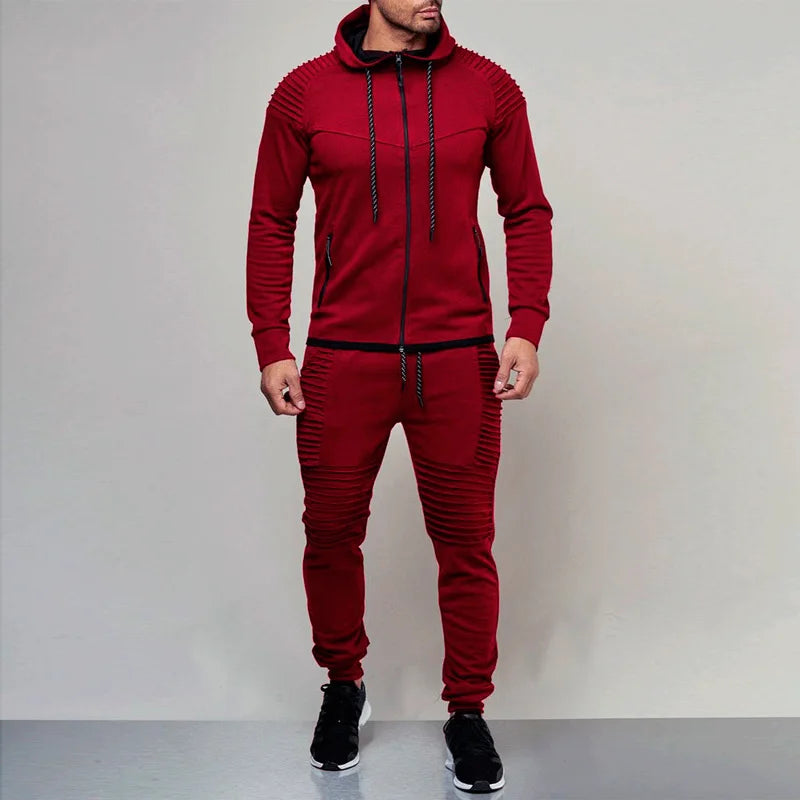 2 Pieces Autumn Running Tracksuit Men Sweatshirt Sports Set