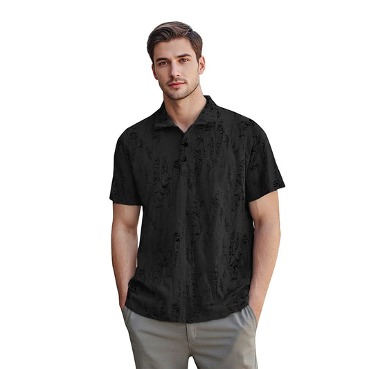 Men's Casual Short Sleeve T-Shirts with Vintage Distressed Texture