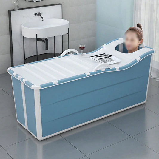 53 Inch Extra Large Portable Foldable Bathtub for Adults Blue