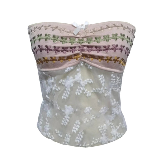 Women Crop Vest Tops Sleeveless Off Shoulder Floral Shirt