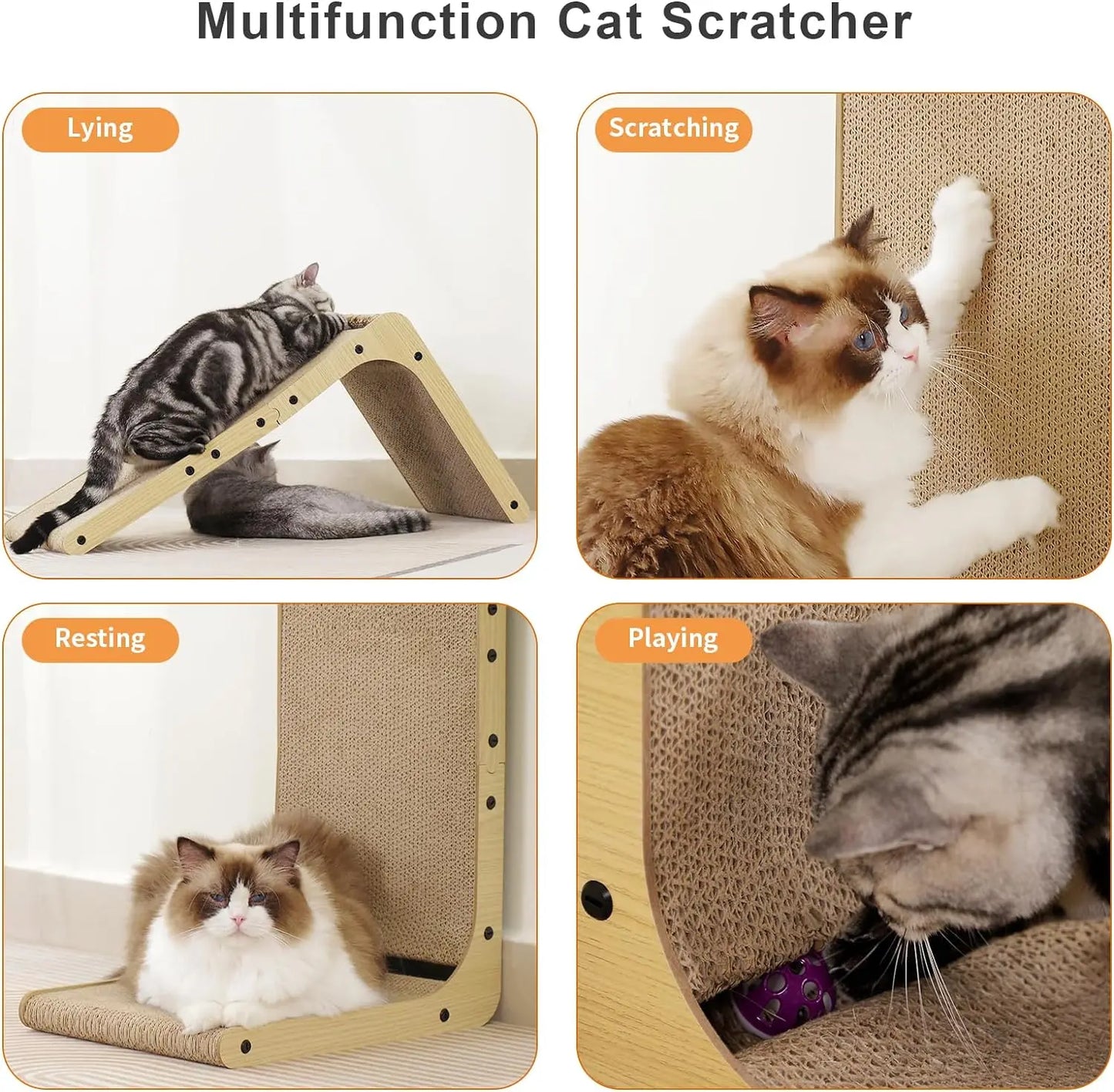 L Shape Cat Scratcher, 23.6 Inch Cardboard Scratch Pad