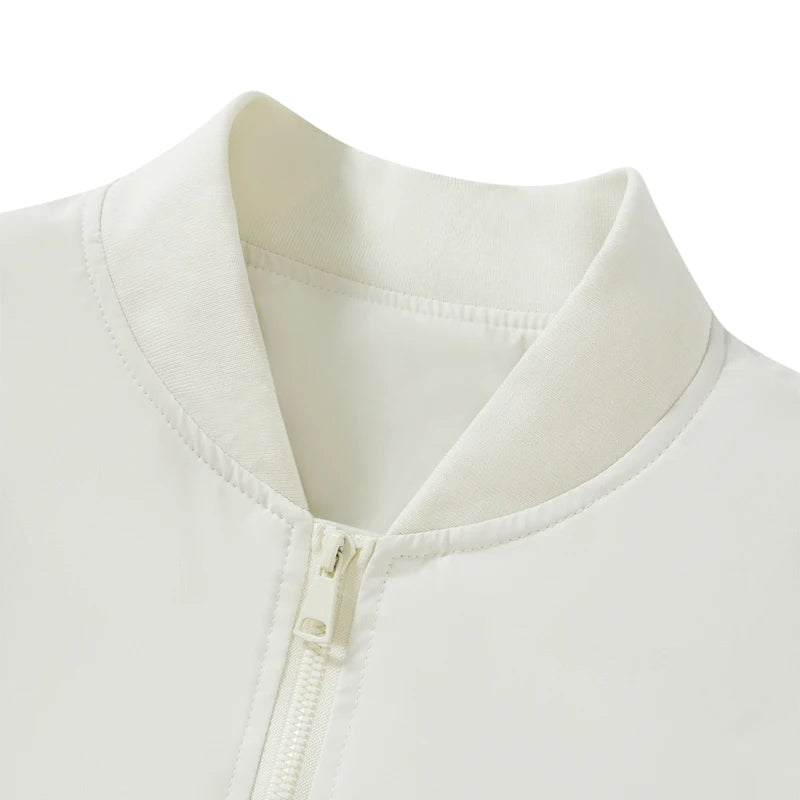 Men's Long Sleeve Baseball Jacket Zip Up Stand Collar Coat