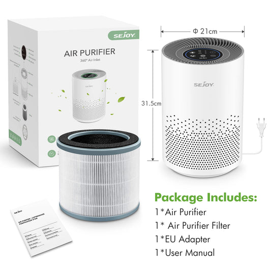 True HEPA Air Purifier Hepa Filter 4 Speeds Timers Ionizer