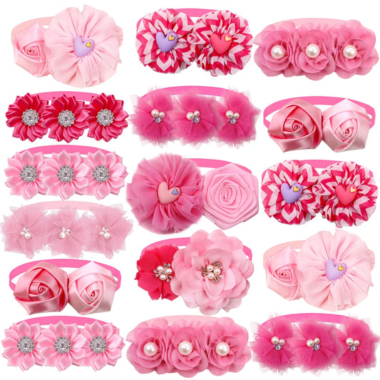 20/50pCs Flower Dog Bowtie Valentine's Day Dog Accessories