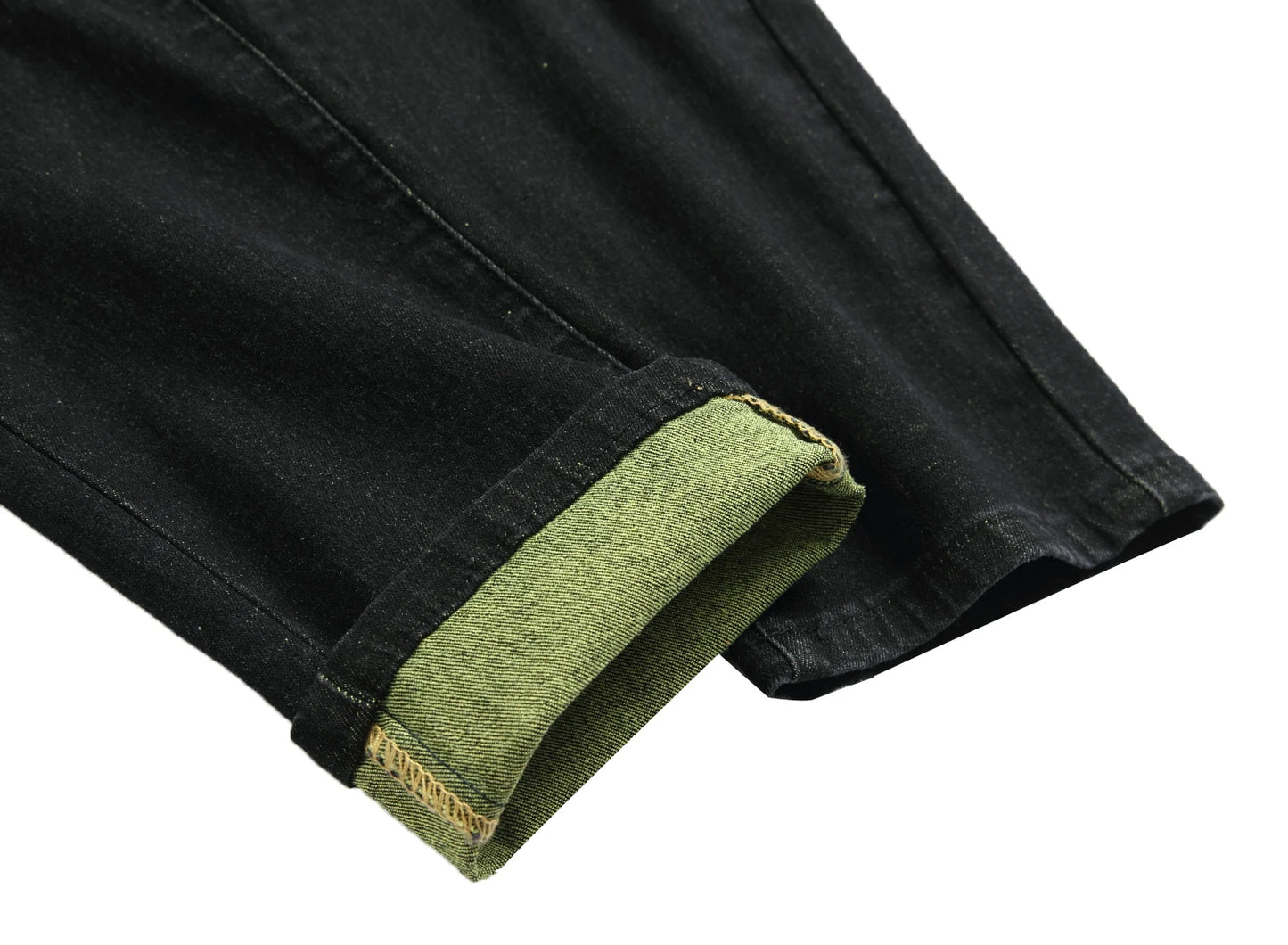 Men's Black Jeans Elastic Black Cattle Destroyed Jeans 515-1