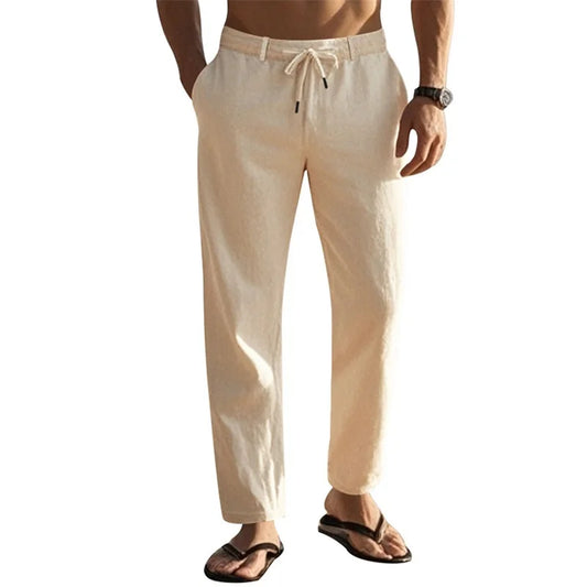 Men s Lightweight Drawstring Linen Pants with Pockets