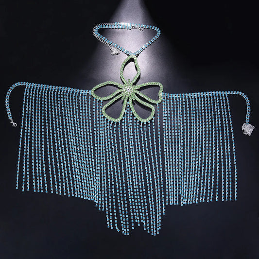 Stonefans Green Fringed Flower Bralette Luxury Designer Bikini