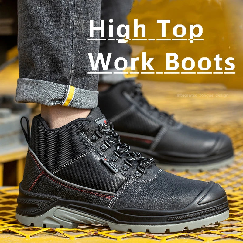 Safety Shoes Men Waterproof Work Boots Anti-smash Indestructible Steel Toe Outdoor Sneaker