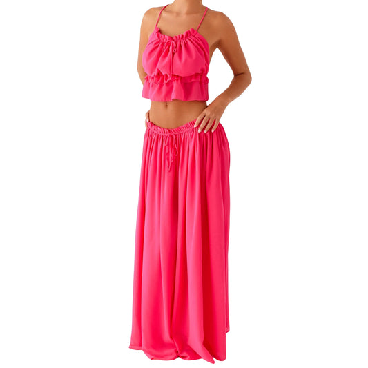 Women s Floral Print Crop Top and High Waisted Maxi Skirt Set