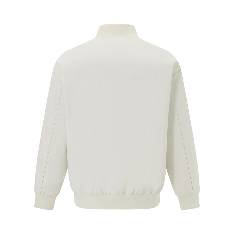 Men's Long Sleeve Baseball Jacket Zip Up Stand Collar Coat